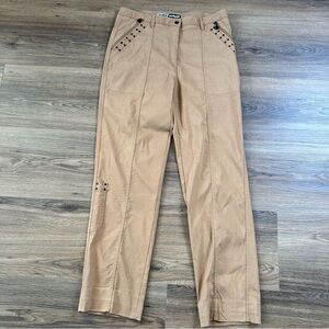 Jamie‎ Sadock Pants Womens 8 Brown Stretch Studded Zip Pocket Golf Straight Leg